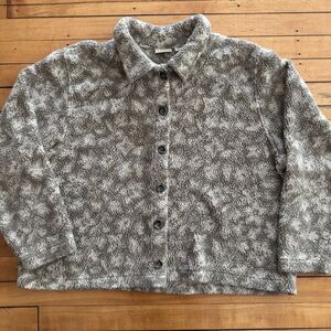 Vintage 90’s LL Bean Fleece Jacket Women’s Rustic Tan Cream White Floral Size Xl